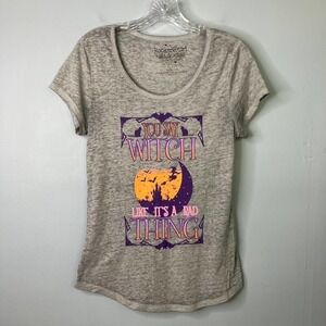 ROCKER Girl You Say Witch Like It's A Bad Thing Gray Halloween Tee Junior Size M